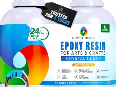 Clear Epoxy Resin Kit 1L – Crystal Clear, Bubble-Free (Art & Crafts)