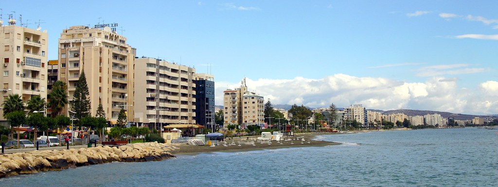 Apartment buildings along the seafront in Limassol, Cyprus