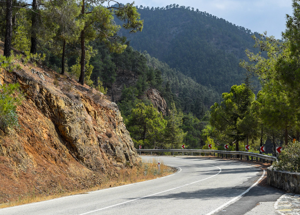 Scenic winding mountain road in Cyprus
