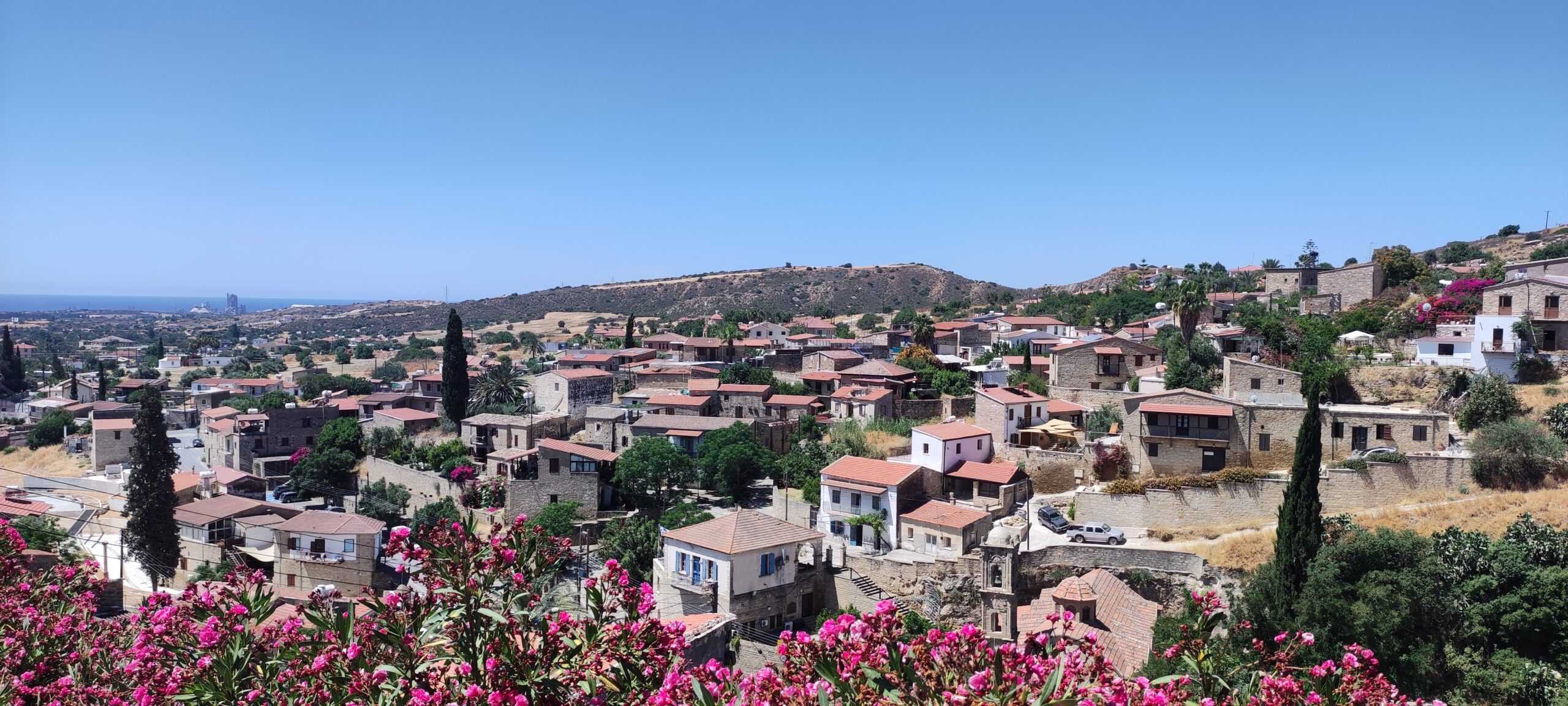 Panoramic view of Tochni village in a valley between Larnaca and Limassol, Cyprus