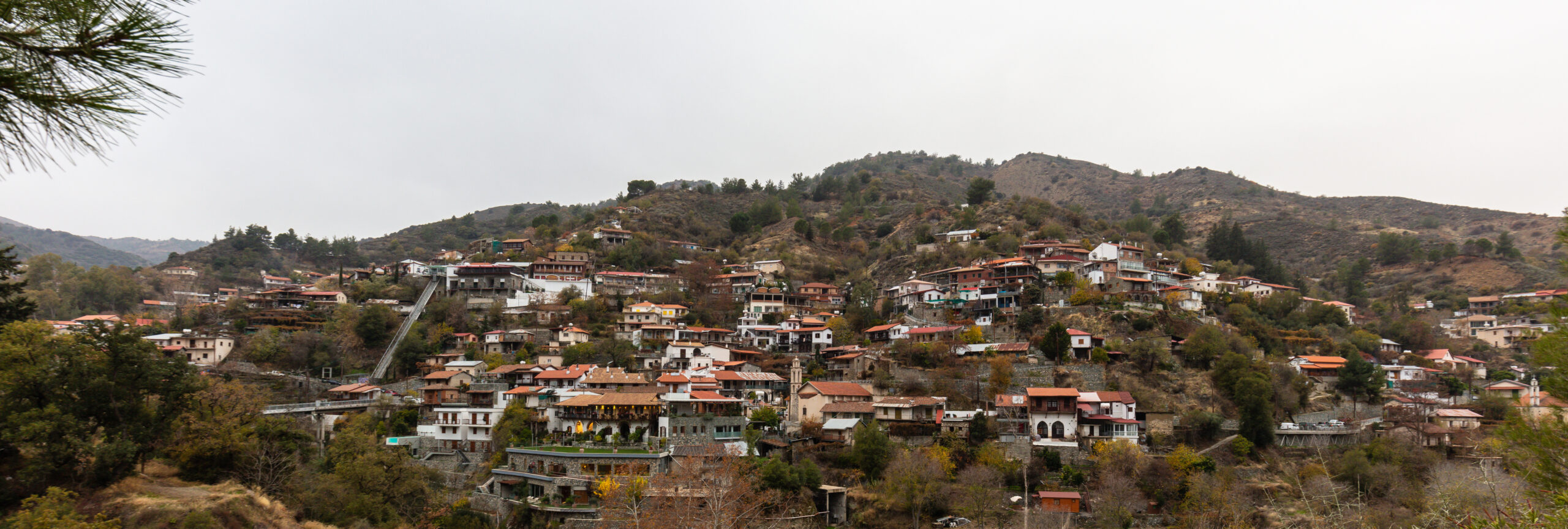 View over Kalopanagiotis village and its valley in the Troodos Mountains, Cyprus