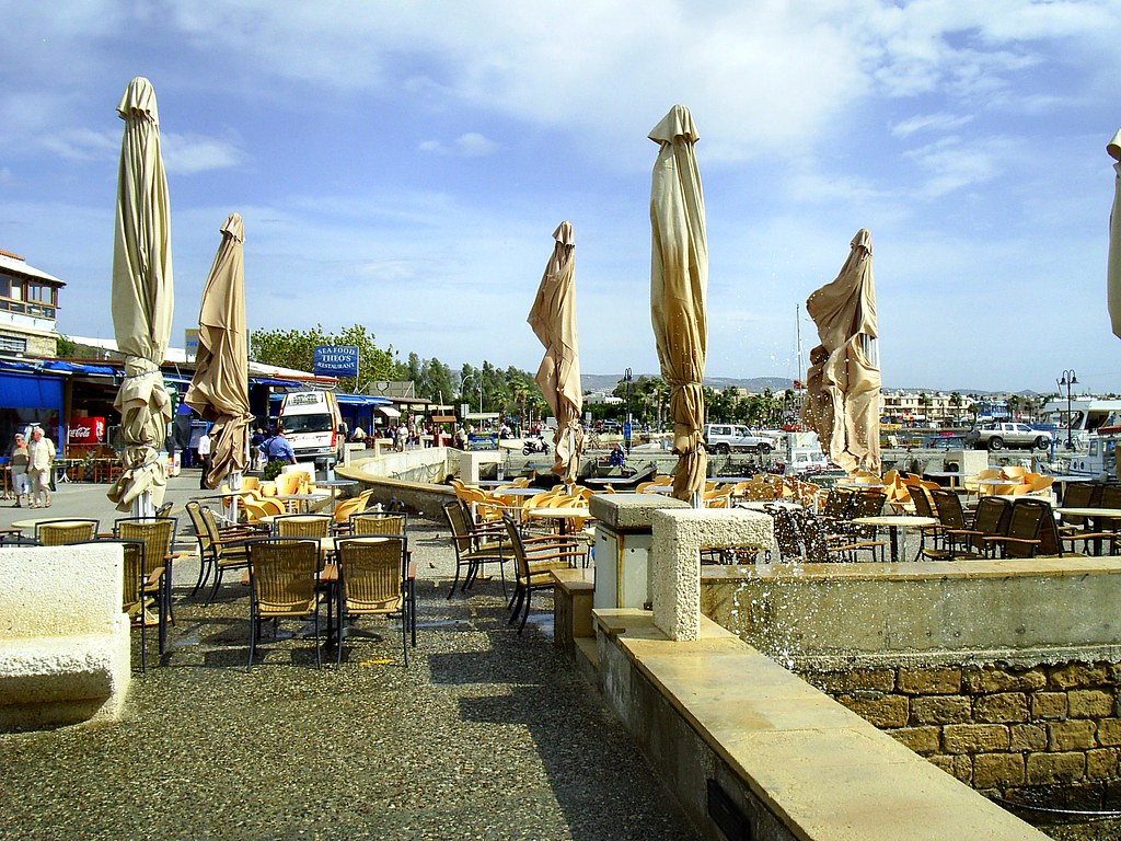 Paphos Harbour with the medieval castle and fishing boats on the west coast