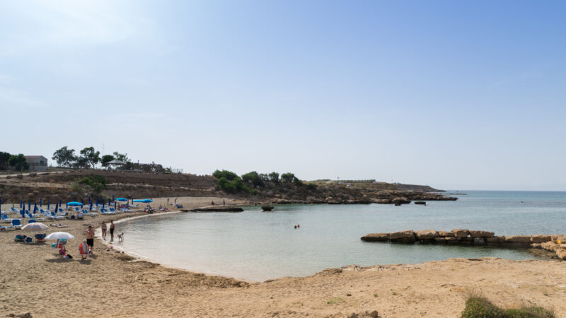 Dog-friendly beach on the Cyprus coast seen from above